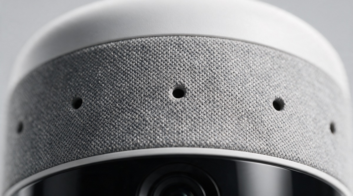 Close view of the microphone array grille